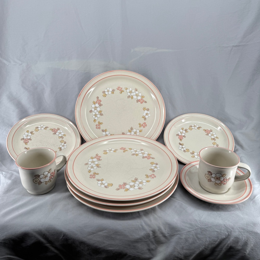 Chantilly Fleur‎ de Bois Stoneware Japan Floral Dinner Plates Salad Mugs 9pc Set